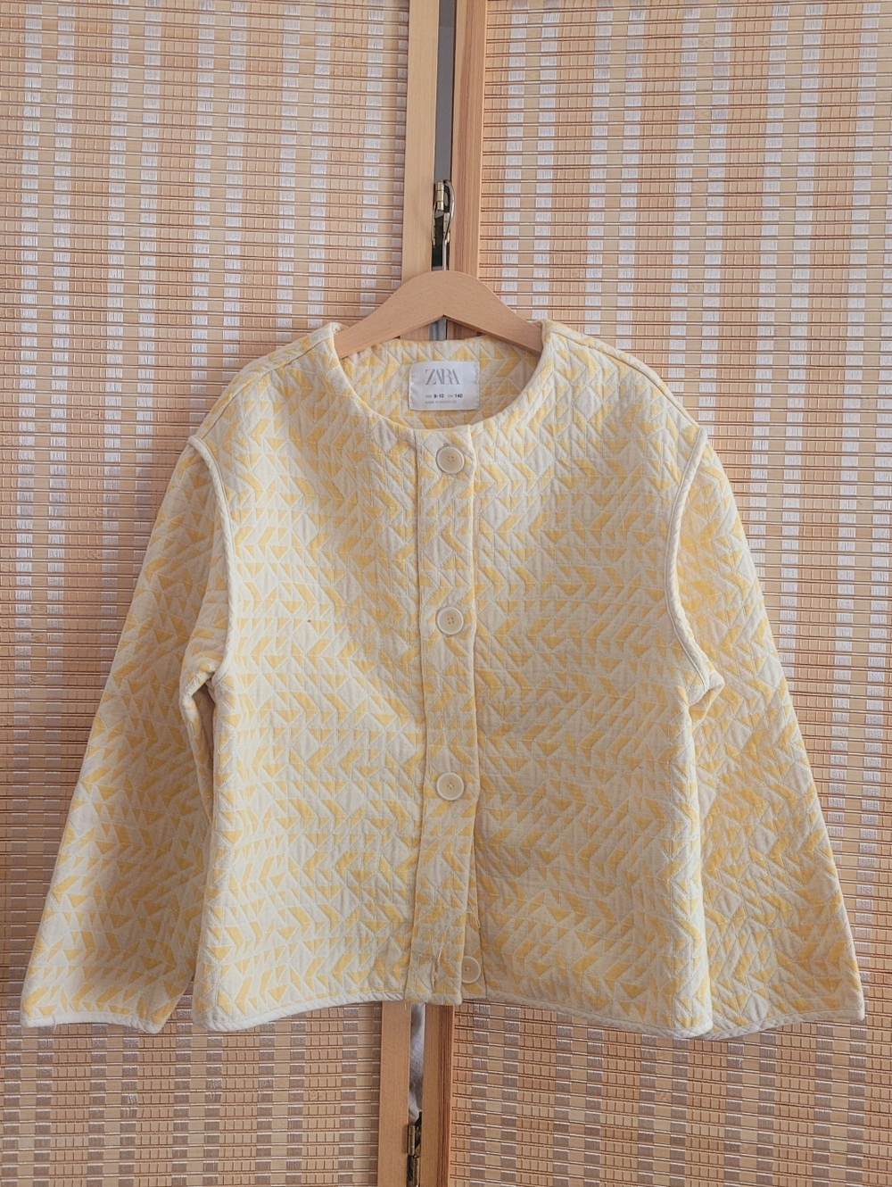 ZARA Textured Yellow Quilted Button Jacket